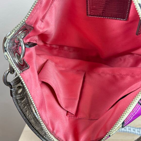 Coach Poppy Print Shoulder Bag Purse Y2K 90s Silver Hardware Pink - Picture 9 of 13
